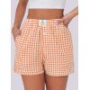 imageANRABESS Boxer Shorts for Women Gingham Pajama 2025 Summer Casual Lounge Sleep Plaid Shorts Y2K Beach BottomsOrange White Plaid