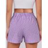 imageANRABESS Boxer Shorts for Women Gingham Pajama 2025 Summer Casual Lounge Sleep Plaid Shorts Y2K Beach BottomsPurple White Plaid