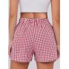 imageANRABESS Boxer Shorts for Women Gingham Pajama 2025 Summer Casual Lounge Sleep Plaid Shorts Y2K Beach BottomsRed White Plaid