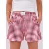 imageANRABESS Boxer Shorts for Women Gingham Pajama 2025 Summer Casual Lounge Sleep Plaid Shorts Y2K Beach BottomsRed White Plaid