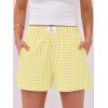 imageANRABESS Boxer Shorts for Women Gingham Pajama 2025 Summer Casual Lounge Sleep Plaid Shorts Y2K Beach BottomsYellow White Plaid
