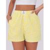 imageANRABESS Boxer Shorts for Women Gingham Pajama 2025 Summer Casual Lounge Sleep Plaid Shorts Y2K Beach BottomsYellow White Plaid