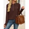 imageANRABESS Long Sleeve Shirts for Women Business Dressy Casual Tops V Neck Half Zipper Blouses 2025 Fall Fashion Work OutfitsBrown