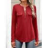 imageANRABESS Long Sleeve Shirts for Women Business Dressy Casual Tops V Neck Half Zipper Blouses 2025 Fall Fashion Work OutfitsRed
