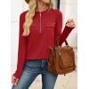 imageANRABESS Long Sleeve Shirts for Women Business Dressy Casual Tops V Neck Half Zipper Blouses 2025 Fall Fashion Work OutfitsRed
