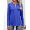 imageANRABESS Long Sleeve Shirts for Women Business Dressy Casual Tops V Neck Half Zipper Blouses 2025 Fall Fashion Work OutfitsRoyal Blue