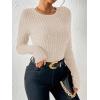 imageANRABESS Long Sleeve Shirts for Women Ribbed Knit Tshirt Slim Fit Crewneck Basic Tee Top 2025 Fall Casual Work Trendy ClothesLight Khaki