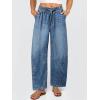 imageANRABESS Women Barrel Jeans High Waisted Wide Leg Drawstring Denim Pants Y2K Baggy Loose Fit Trouser Jeans with PocketsMidium Blue