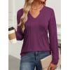 imageANRABESS Women Long Sleeve Shirts V Neck Pleated Tunic Top Business Dressy Casual Blouse 2025 Fall Fashion OutfitsPurple