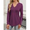 imageANRABESS Women Long Sleeve Shirts V Neck Pleated Tunic Top Business Dressy Casual Blouse 2025 Fall Fashion OutfitsPurple
