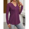 imageANRABESS Women Long Sleeve Shirts V Neck Pleated Tunic Top Business Dressy Casual Blouse 2025 Fall Fashion OutfitsPurple