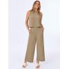 imageANRABESS Women Lounge Sets 2 Piece Outfits Summer Sleeveless Crop Tops Capri Wide Leg Pants Vacation Beach Travel SetsYellow Khaki