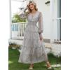 imageANRABESS Womens Floral Long Sleeve Maxi Dress V Neck Chiffon Flowy Boho ALine 2025 Fall Wedding Guest Party Wrap DressesWhite Dot