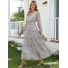 imageANRABESS Womens Floral Long Sleeve Maxi Dress V Neck Chiffon Flowy Boho ALine 2025 Fall Wedding Guest Party Wrap DressesWhite Dot