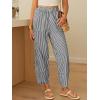 imageANRABESS Womens Gingham Striped Palazzo Pants Wide Leg Pajama Lounge Crop Pants Plaid PJ Bottoms Casual Trousers with PocketsBlack White Stripe
