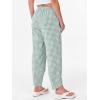 imageANRABESS Womens Gingham Striped Palazzo Pants Wide Leg Pajama Lounge Crop Pants Plaid PJ Bottoms Casual Trousers with PocketsGreen White Plaid