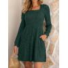 imageANRABESS Womens Long Sleeve Fall Dress 2025 Square Neck Casual Ribbed Knit Comfy Soft Short Sweater Dresses with PocketsGreen
