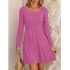 imageANRABESS Womens Long Sleeve Fall Dress 2025 Square Neck Casual Ribbed Knit Comfy Soft Short Sweater Dresses with PocketsHot Pink