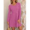 imageANRABESS Womens Long Sleeve Fall Dress 2025 Square Neck Casual Ribbed Knit Comfy Soft Short Sweater Dresses with PocketsHot Pink
