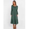 imageANRABESS Womens Long Sleeve Midi Dress 2025 Fall Rib Knit Crew Neck A Line Soft Flowy Swing Dresses with Pocket Casual Trendy Green Medium
