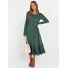 imageANRABESS Womens Long Sleeve Midi Dress 2025 Fall Rib Knit Crew Neck A Line Soft Flowy Swing Dresses with Pocket Casual Trendy Green Medium