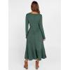 imageANRABESS Womens Long Sleeve Midi Dress 2025 Fall Rib Knit Crew Neck A Line Soft Flowy Swing Dresses with Pocket Casual Trendy Green Medium