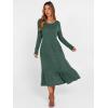 imageANRABESS Womens Long Sleeve Midi Dress 2025 Fall Rib Knit Crew Neck A Line Soft Flowy Swing Dresses with Pocket Casual Trendy Green Medium