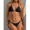 imageANRABESS Womens Triangle Bikini Sets Sexy Halter String Two Piece Swimsuits Tie Lace Trim Bathing Suit Trendy Beach SwimwearBlack