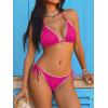 imageANRABESS Womens Triangle Bikini Sets Sexy Halter String Two Piece Swimsuits Tie Lace Trim Bathing Suit Trendy Beach SwimwearHot Pink