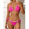 imageANRABESS Womens Triangle Bikini Sets Sexy Halter String Two Piece Swimsuits Tie Lace Trim Bathing Suit Trendy Beach SwimwearHot Pink