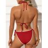 imageANRABESS Womens Triangle Bikini Sets Sexy Halter String Two Piece Swimsuits Tie Lace Trim Bathing Suit Trendy Beach SwimwearRed