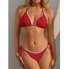 imageANRABESS Womens Triangle Bikini Sets Sexy Halter String Two Piece Swimsuits Tie Lace Trim Bathing Suit Trendy Beach SwimwearRed