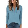 imageANRABESS Long Sleeve Shirts for Women Business Dressy Casual Tops V Neck Half Zipper Blouses 2025 Fall Fashion Work OutfitsCyan