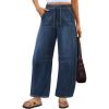 imageANRABESS Women Barrel Jeans High Waisted Wide Leg Drawstring Denim Pants Y2K Baggy Loose Fit Trouser Jeans with PocketsDark Blue