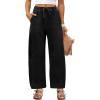 imageANRABESS Women Barrel Jeans High Waisted Wide Leg Drawstring Denim Pants Y2K Baggy Loose Fit Trouser Jeans with PocketsFaded Black