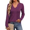 imageANRABESS Women Long Sleeve Shirts V Neck Pleated Tunic Top Business Dressy Casual Blouse 2025 Fall Fashion OutfitsPurple