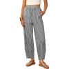 imageANRABESS Womens Gingham Striped Palazzo Pants Wide Leg Pajama Lounge Crop Pants Plaid PJ Bottoms Casual Trousers with PocketsBlack White Stripe