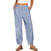imageANRABESS Womens Gingham Striped Palazzo Pants Wide Leg Pajama Lounge Crop Pants Plaid PJ Bottoms Casual Trousers with PocketsBlue White Plaid