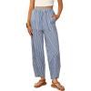 imageANRABESS Womens Gingham Striped Palazzo Pants Wide Leg Pajama Lounge Crop Pants Plaid PJ Bottoms Casual Trousers with PocketsBlue White Stripe