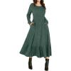 imageANRABESS Womens Long Sleeve Midi Dress 2025 Fall Rib Knit Crew Neck A Line Soft Flowy Swing Dresses with Pocket Casual Trendy Green Medium
