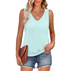 imageANRABESS Women Tank Tops Summer V Neck Sleeveless Casual Loose Fit Cute Cami Basic T Shirts Solid Tees 2025 Trendy OutfitsMint Green