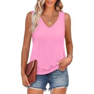 imageANRABESS Women Tank Tops Summer V Neck Sleeveless Casual Loose Fit Cute Cami Basic T Shirts Solid Tees 2025 Trendy OutfitsPink