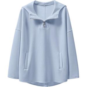 imageANRABESS Womens Oversized Hoodie Quarter Zip Sweatshirts 2025 Fall Winter Tunic Pullover Top Trendy Teen Girls Preppy ClothesSky Blue
