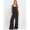 imageANRABESS 2 Piece Sets for Women Outfits Lounge Matching Casual Travel Wide Leg Pants Crop Top Summer Vacation Beach ClothesBlack