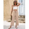 imageANRABESS Women 2025 Summer Casual Flowy Loose High Waist Boho Wide Leg Cropped Palazzo Lounge Beach Vacation Pants TrousersKhaki
