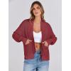 imageANRABESS Women Jackets Sweaters Long Sleeve Open Front Loose Lightweight Knit Cropped Cardigan 2025 Fall Trendy CoatsRed