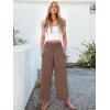 imageANRABESS Womens Pants Wide Leg High Waisted Palazzo Pants Summer Flowy Beach Lounge Casual Trousers with PocketsCoffee Brown