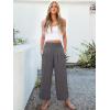 imageANRABESS Womens Pants Wide Leg High Waisted Palazzo Pants Summer Flowy Beach Lounge Casual Trousers with PocketsDark Grey