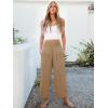 imageANRABESS Womens Pants Wide Leg High Waisted Palazzo Pants Summer Flowy Beach Lounge Casual Trousers with PocketsLight Brown Khaki