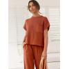imageANRABESS Womens Two Piece Outfits Knit Sweater Vest Crop Top Pants Lounge Matching Tracksuit Sweatsuit Travel Clothes SetsRust